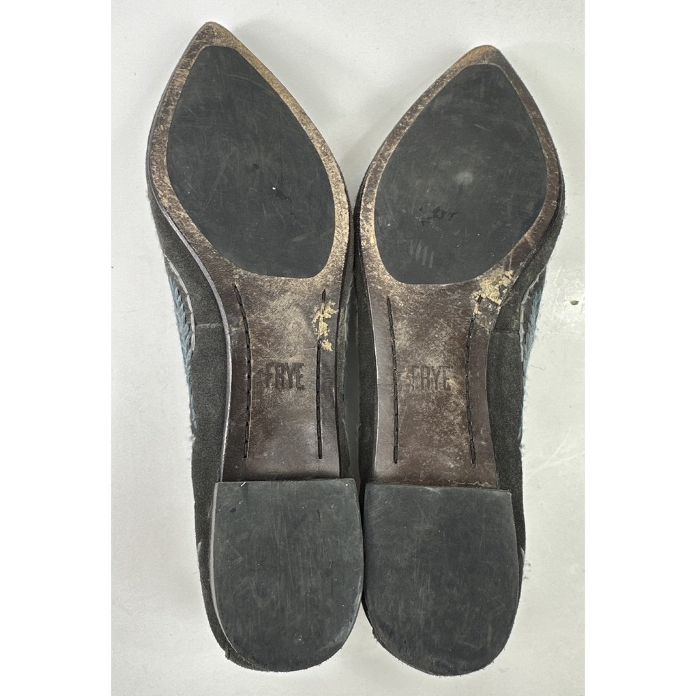Frye Embroidered Studded Pointed Toe Slip On Ballet Flats Gray Suede 9M Size 9 - Picture 8 of 10